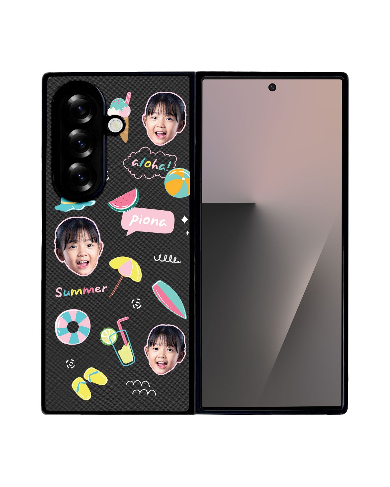 Android Flip / Fold Leather Grip - Face Grid Summer