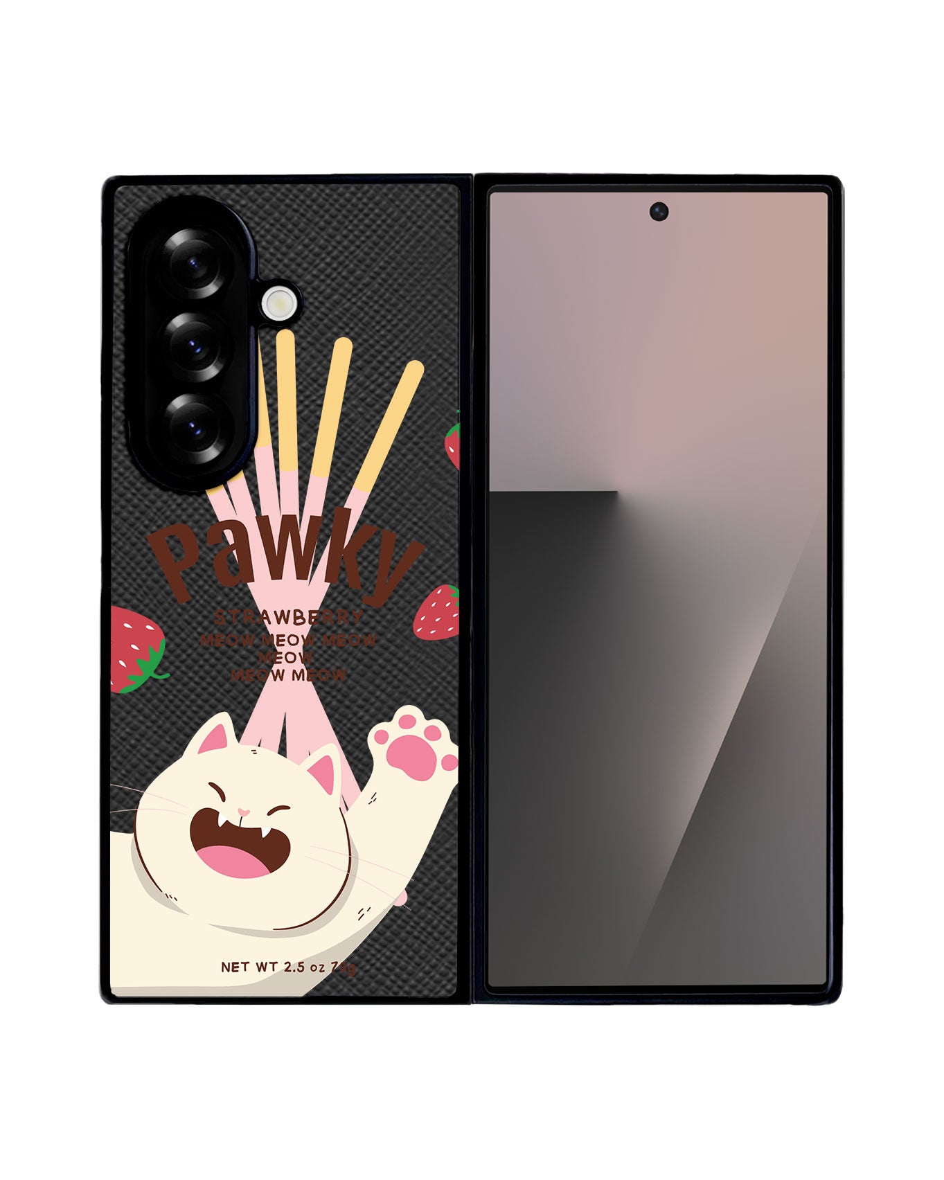 Android Flip / Fold Leather Grip - Pawky Cat