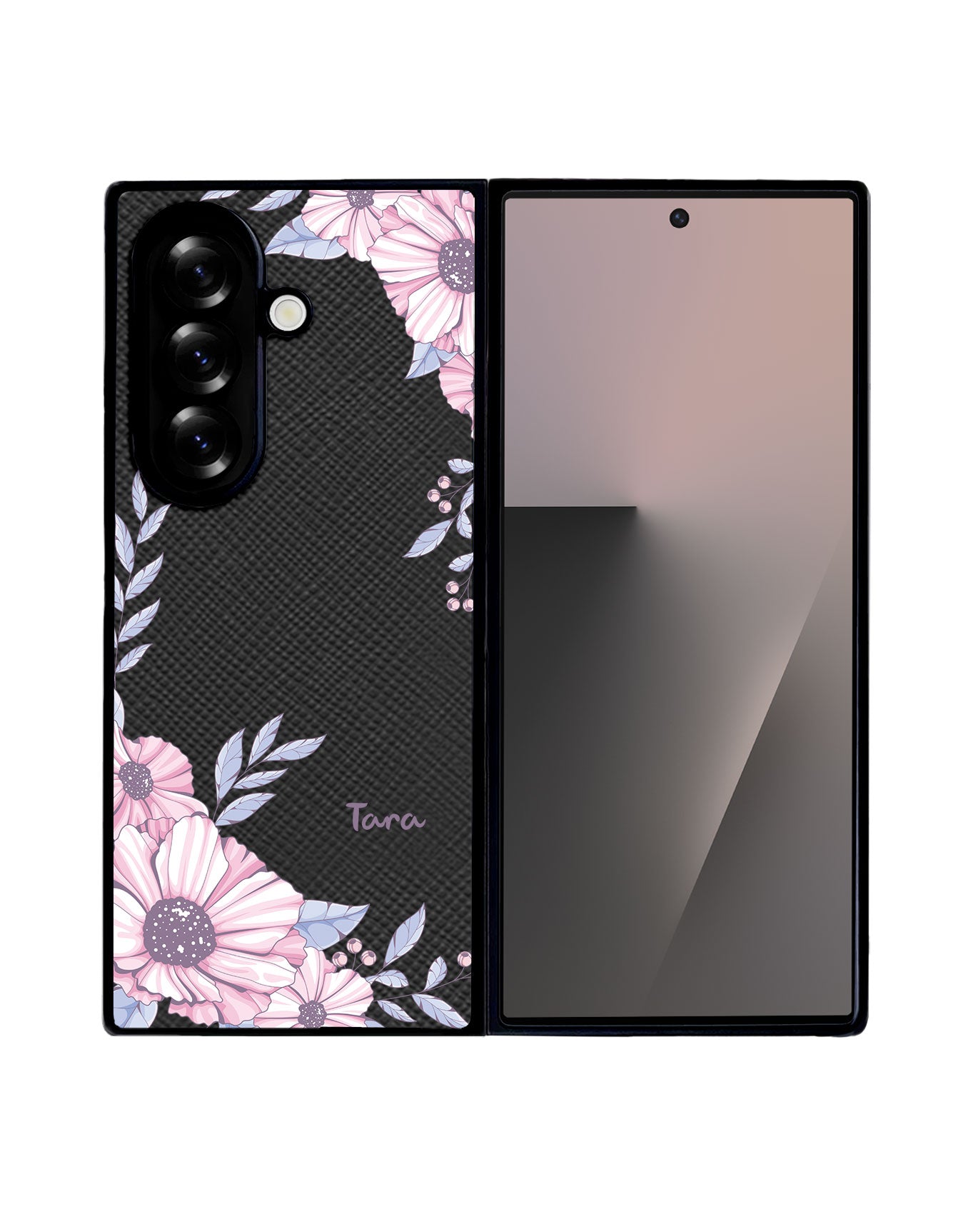 Android Flip / Fold Leather Grip - Pink Blossom