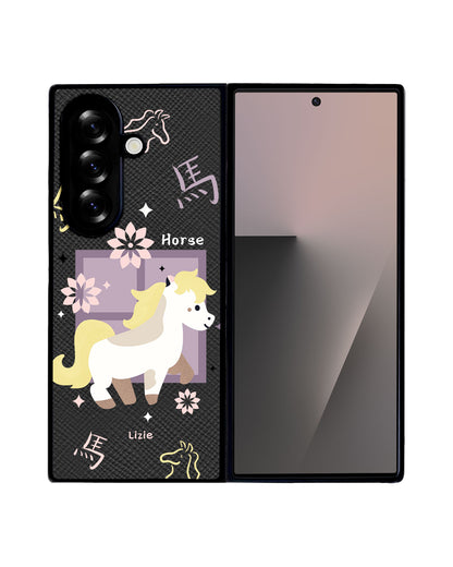 Android Flip / Fold Leather Grip - Horse (Chinese Zodiac / Shio)