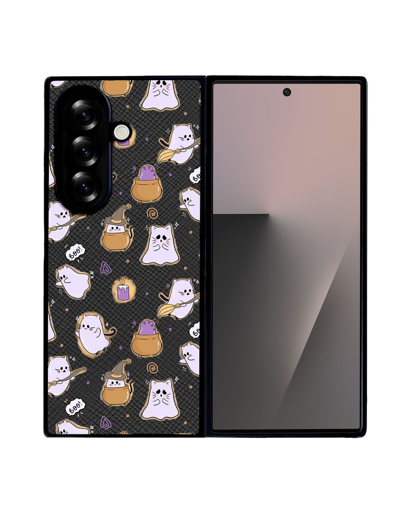 Android Flip / Fold Leather Grip - Spooky Cat