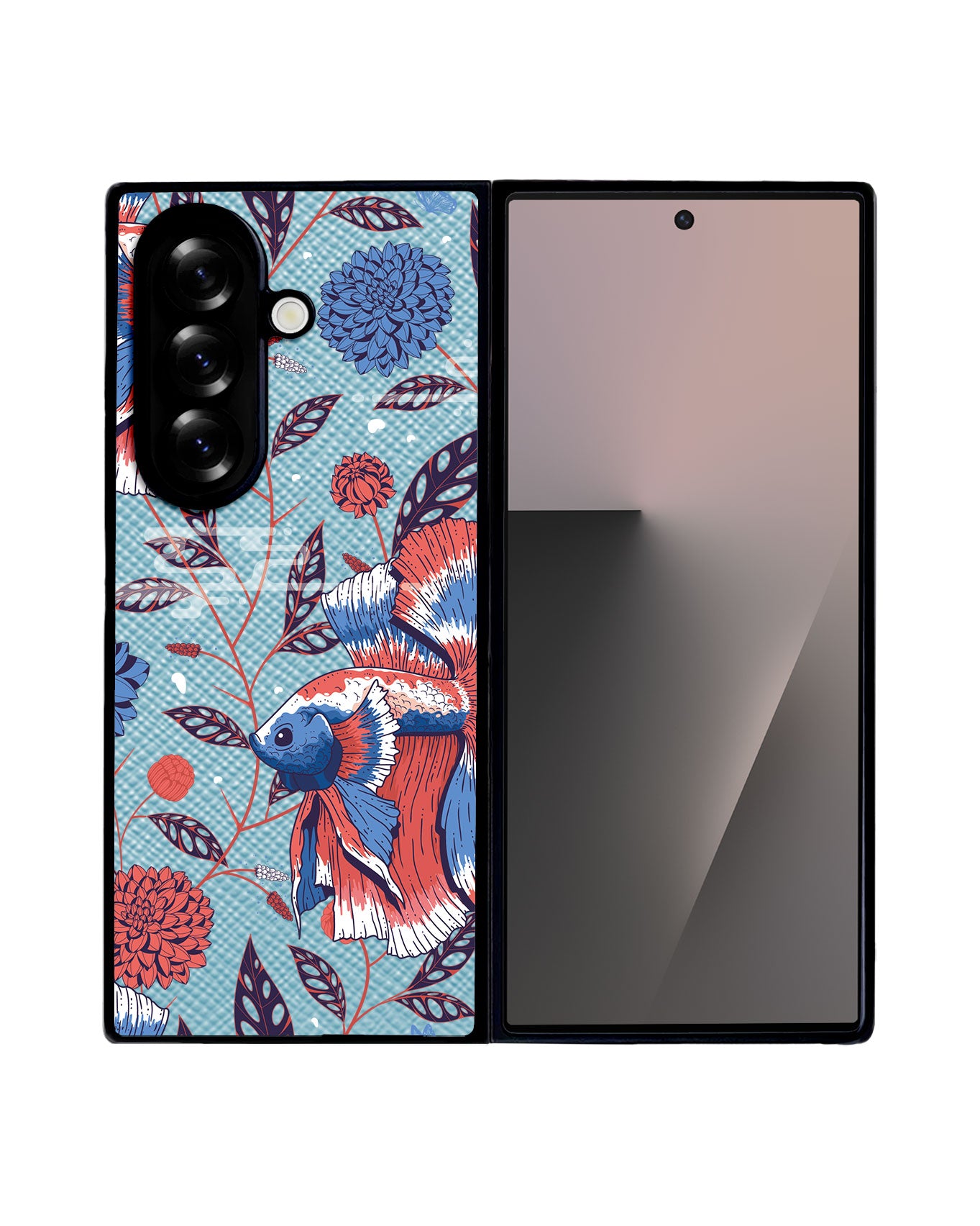 Android Flip / Fold Leather Grip - Fish & Floral 2.0