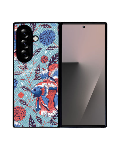 Android Flip / Fold Leather Grip - Fish & Floral 2.0