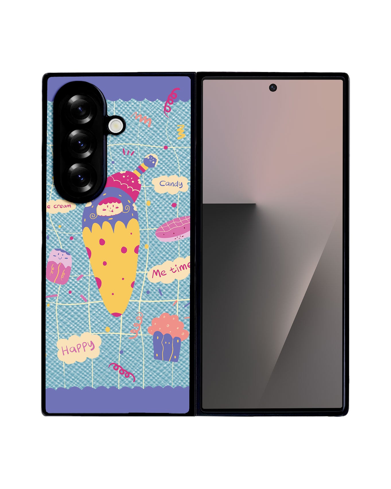 Android Flip / Fold Leather Grip - Candy Doodle