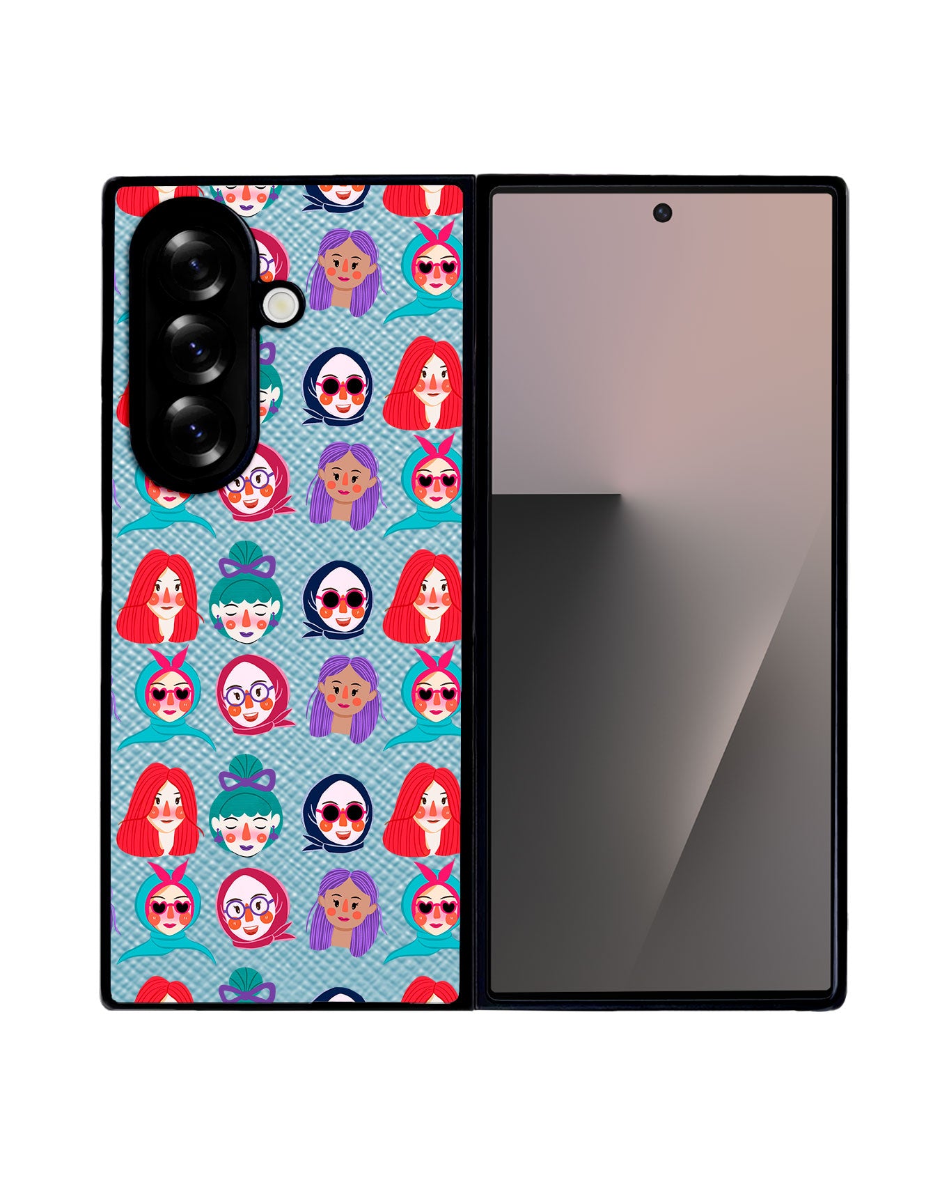 Android Flip / Fold Leather Grip - Cute Sweety Faces