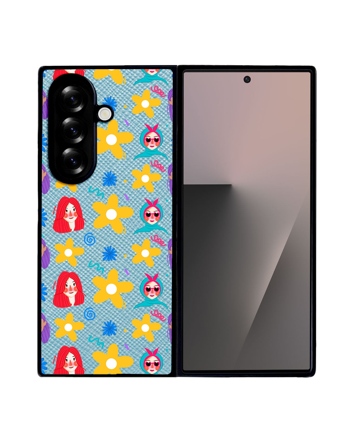 Android Flip / Fold Leather Grip - Daisy Faces