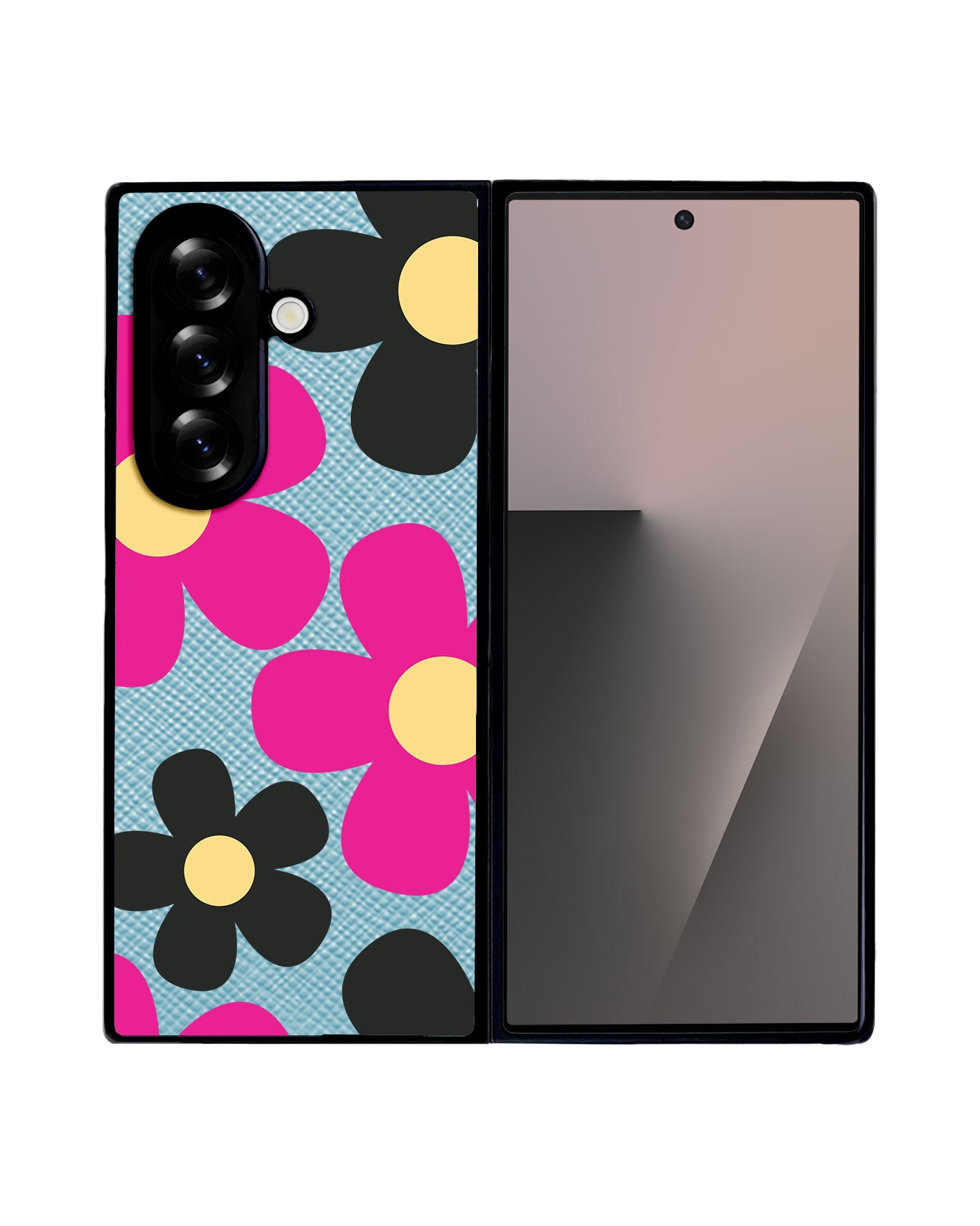 Android Flip / Fold Leather Grip - Daisy Hot Pink