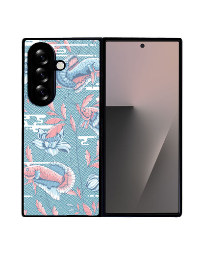 Android Flip / Fold Leather Grip - Fish & Floral 3.0