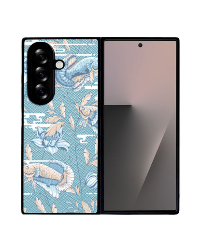 Android Flip / Fold Leather Grip - Fish & Floral 4.0