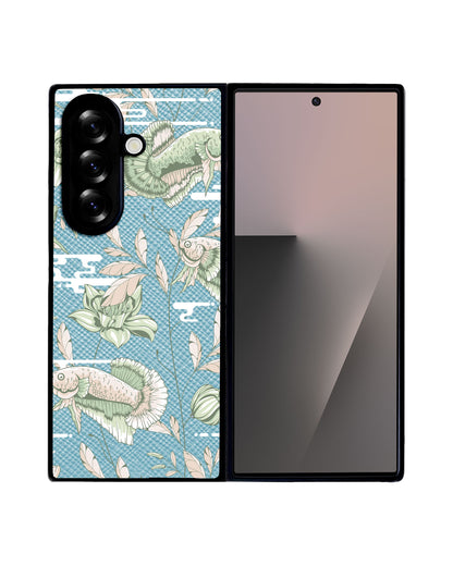 Android Flip / Fold Leather Grip - Fish & Floral 6.0