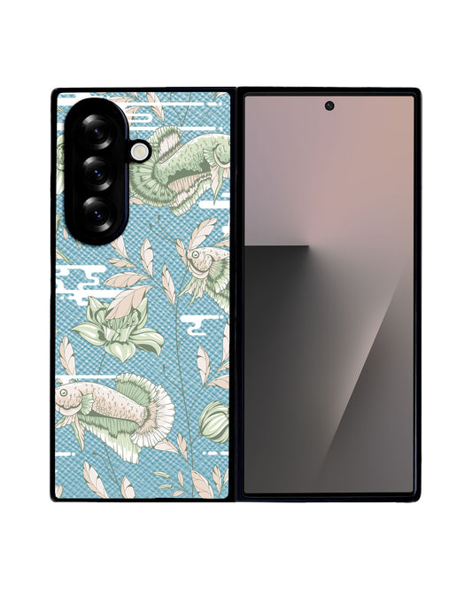 Android Flip / Fold Leather Grip - Fish & Floral 6.0