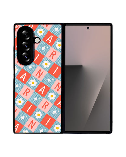 Android Flip / Fold Leather Grip - Flower Grid Monogram 2.0