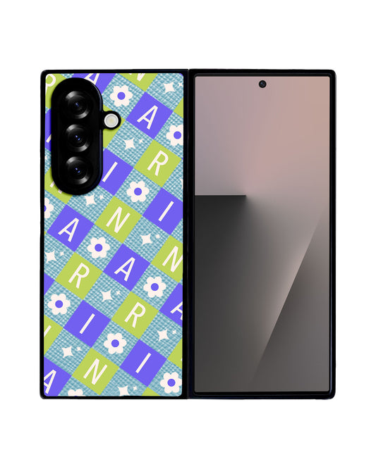 Android Flip / Fold Leather Grip - Flower Grid Monogram 5.0