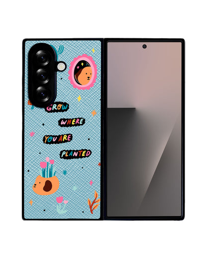 Android Flip / Fold Leather Grip - Grow Where You are Planted