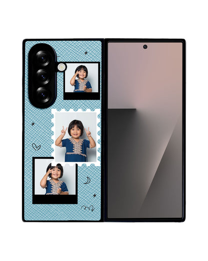 Android Flip / Fold Leather Grip - Face Grid Black Polaroid