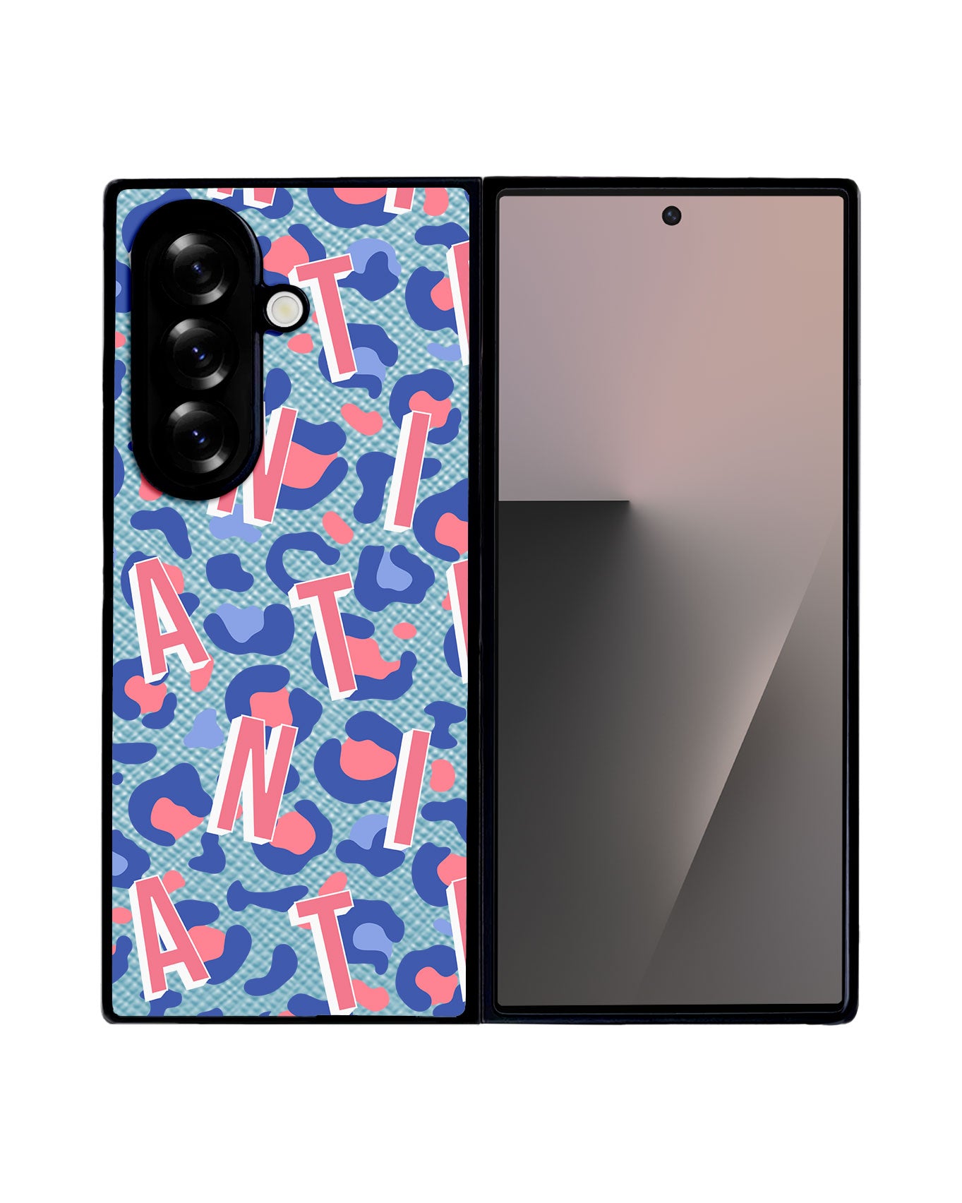 Android Flip / Fold Leather Grip - CUSTOM MONOGRAM 3.0 Leopard Monogram 1.0