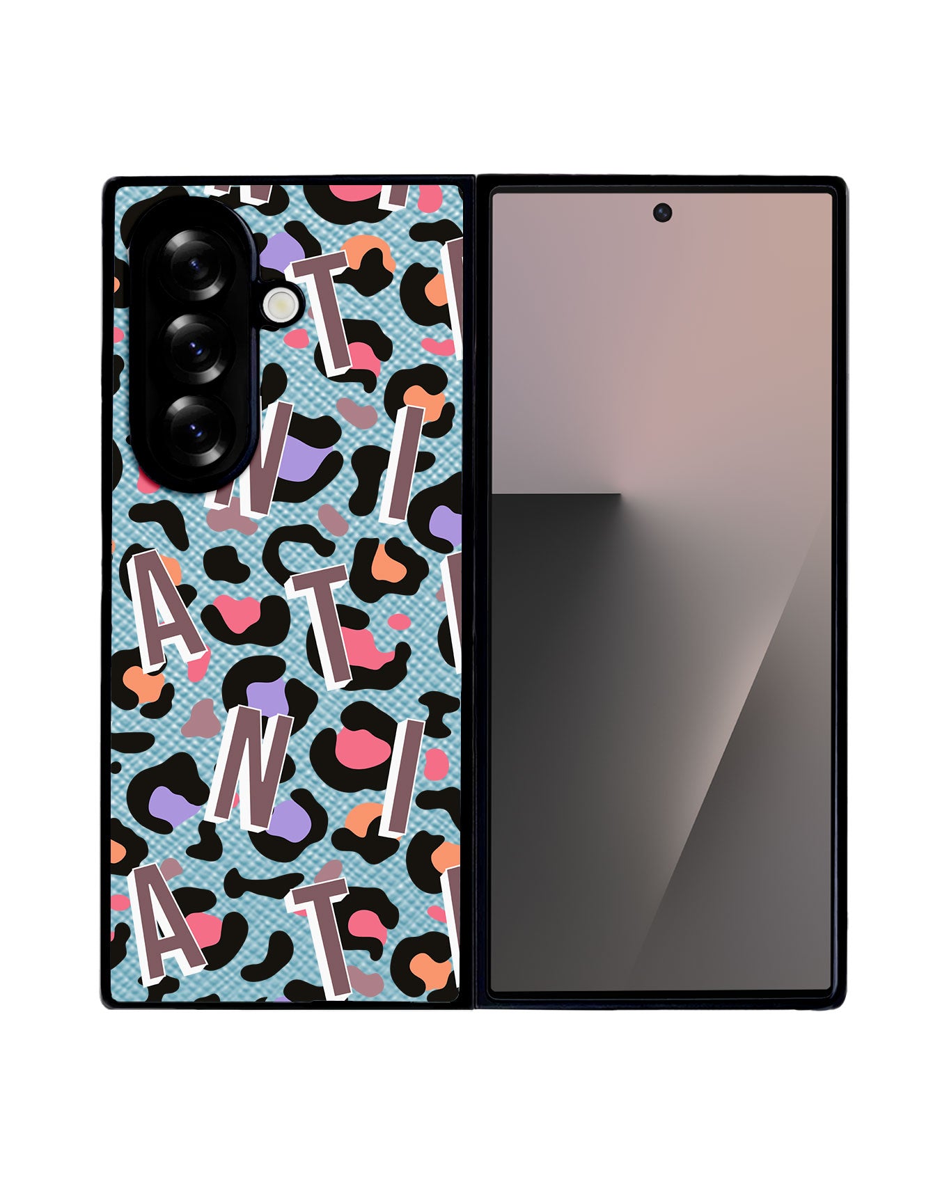 Android Flip / Fold Leather Grip - CUSTOM MONOGRAM 3.0 Leopard Monogram 5.0