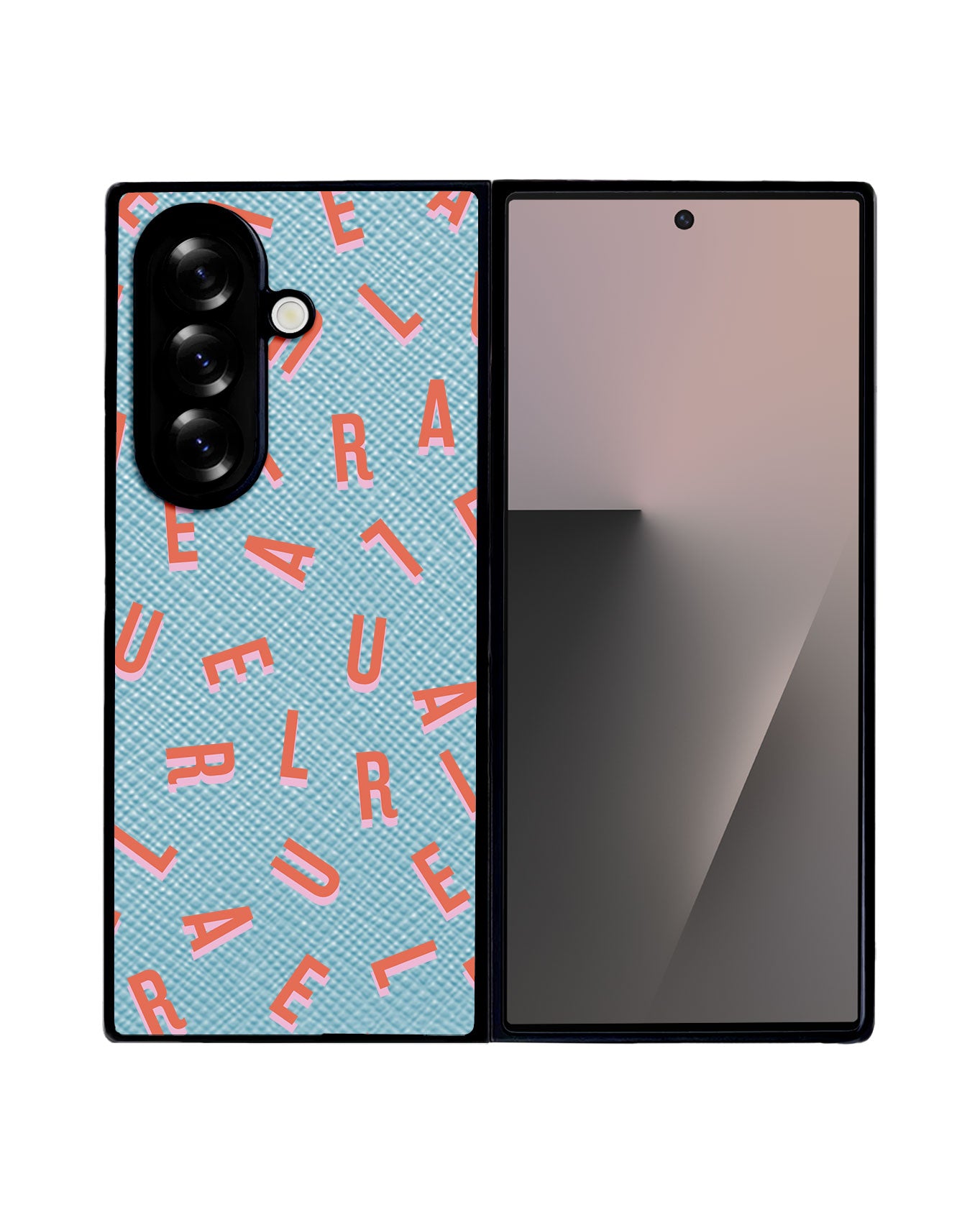 Android Flip / Fold Leather Grip - CUSTOM MONOGRAM 1.0 Coral