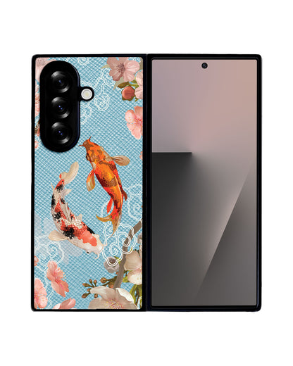 Android Flip / Fold Leather Grip - Oil Painting Koi