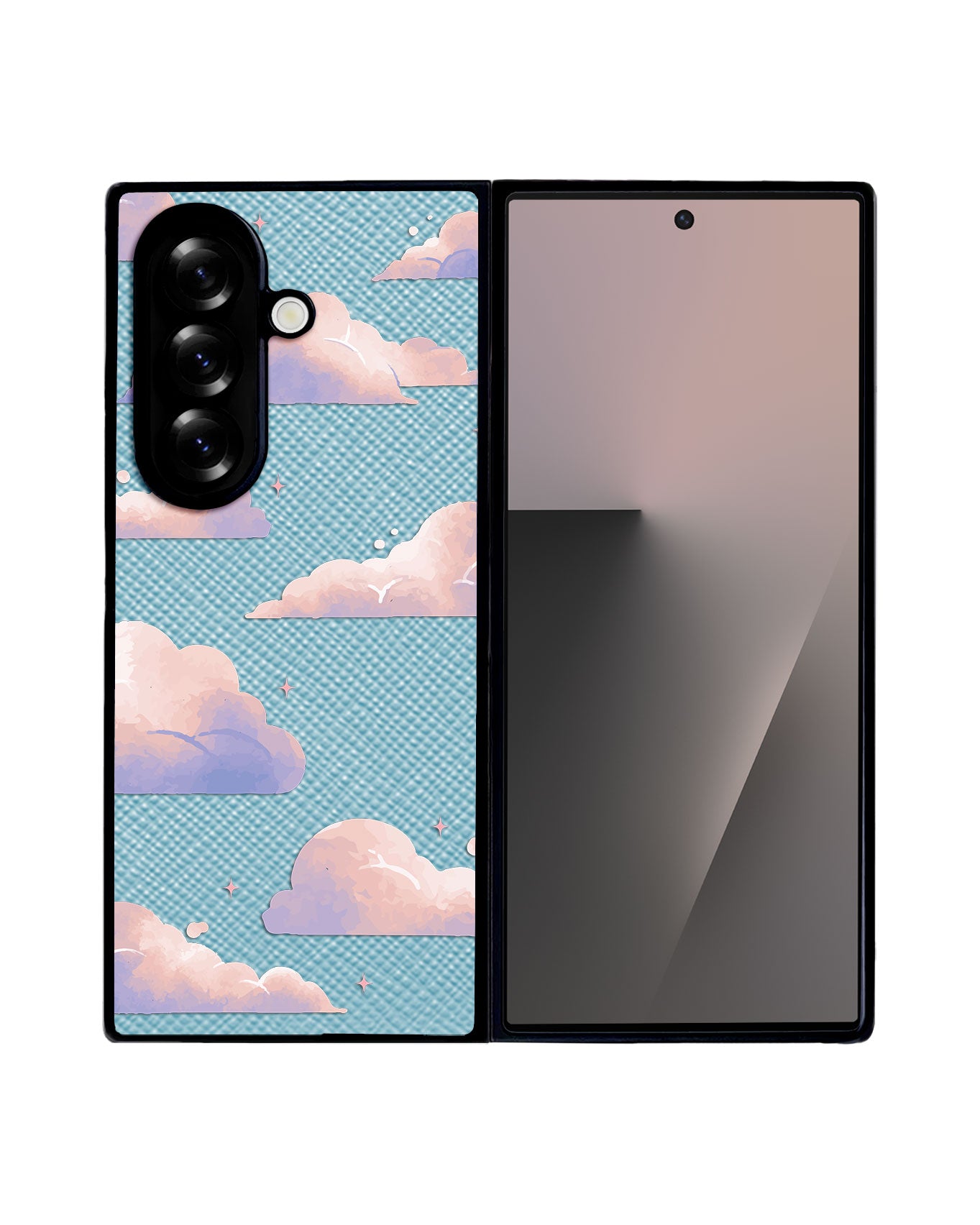 Android Flip / Fold Leather Grip - Pastel Clouds