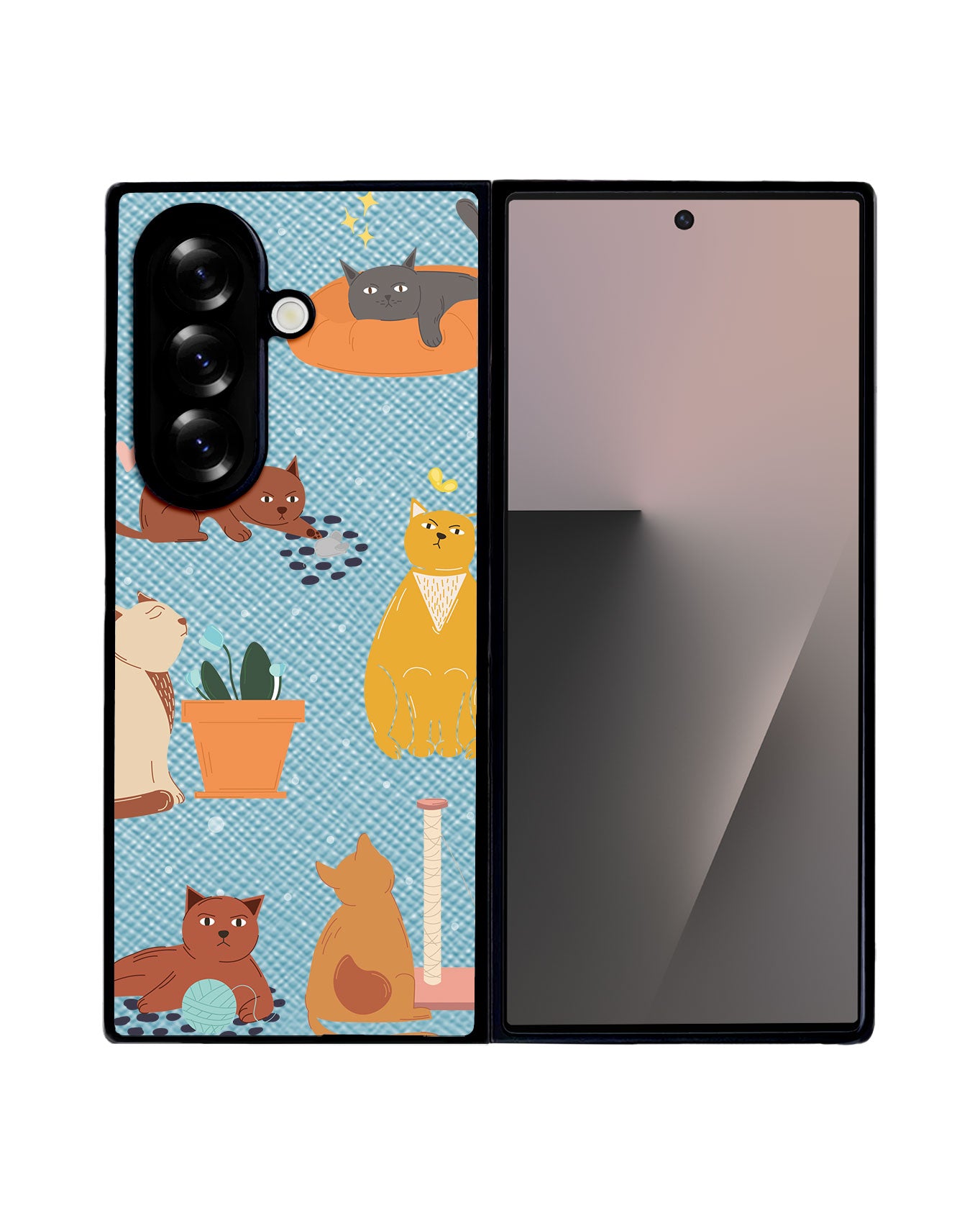 Android Flip / Fold Leather Grip - Playful Cat