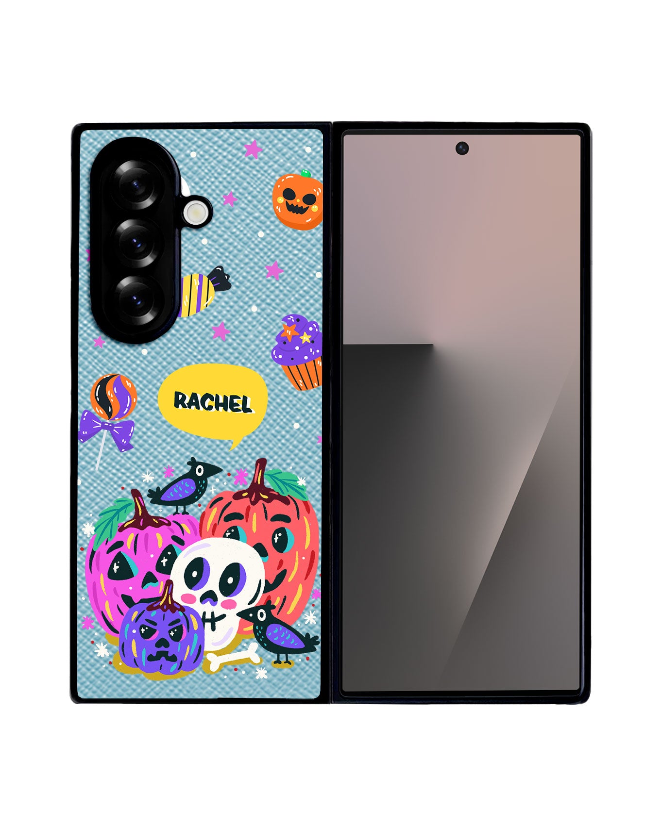 Android Flip / Fold Leather Grip - Pumpkins Monster