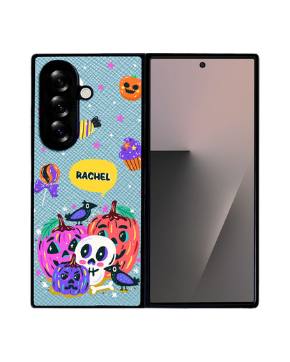 Android Flip / Fold Leather Grip - Pumpkins Monster