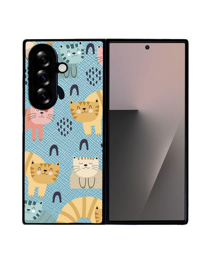 Android Flip / Fold Leather Grip - Rainbow Meow