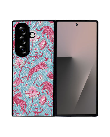 Android Flip / Fold Leather Grip - Tiger & Floral 7.0