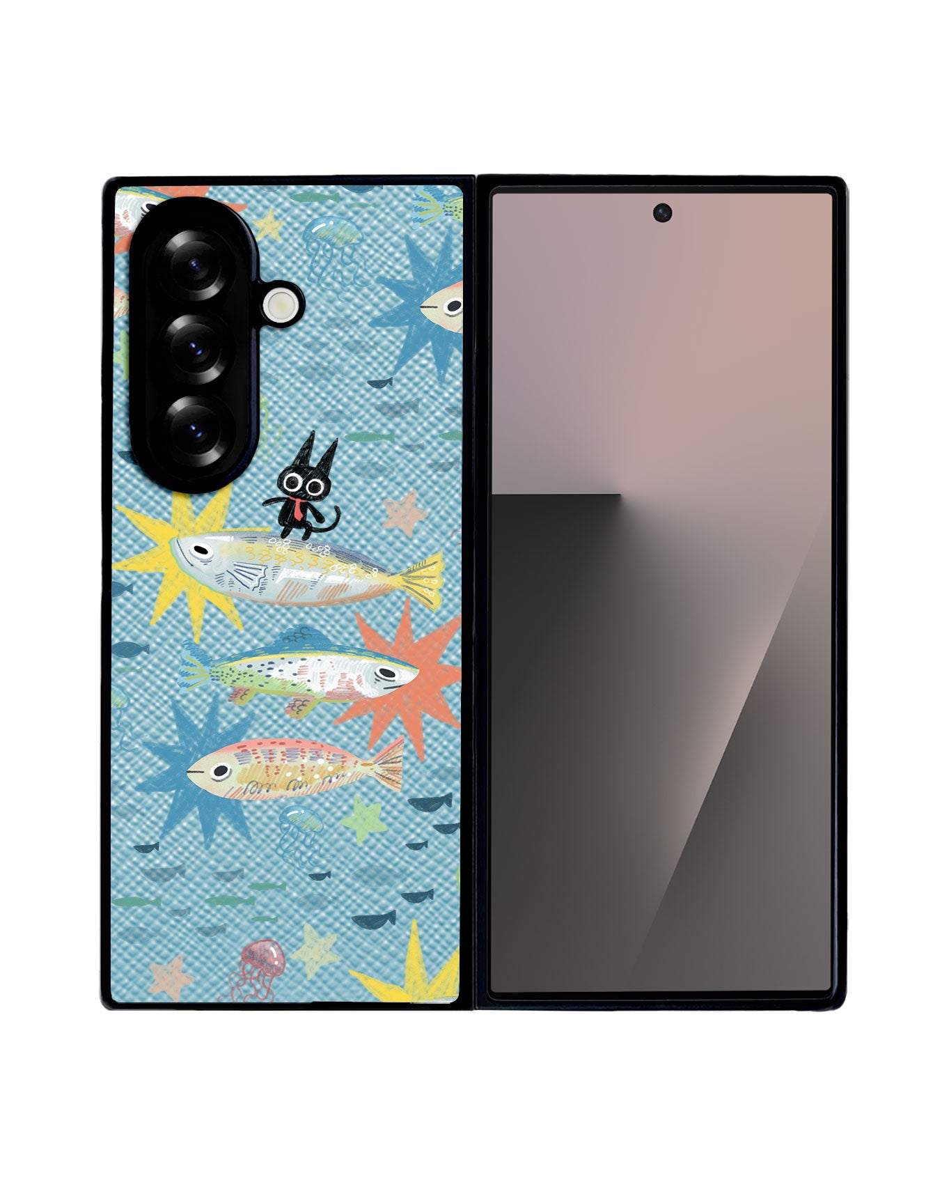 Android Flip / Fold Leather Grip - The Fish Surfer