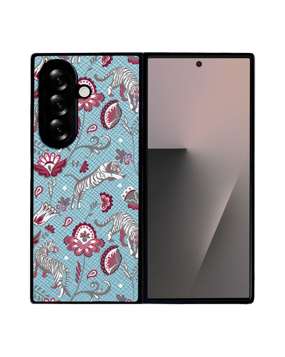 Android Flip / Fold Leather Grip - Tiger & Floral 6.0