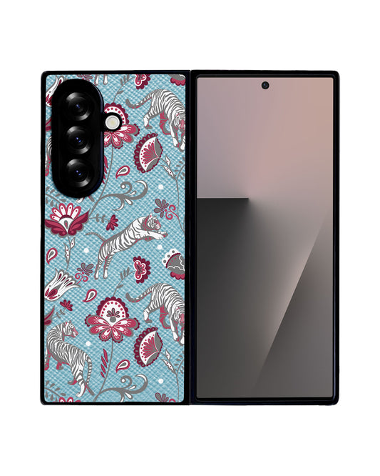 Android Flip / Fold Leather Grip - Tiger & Floral 6.0