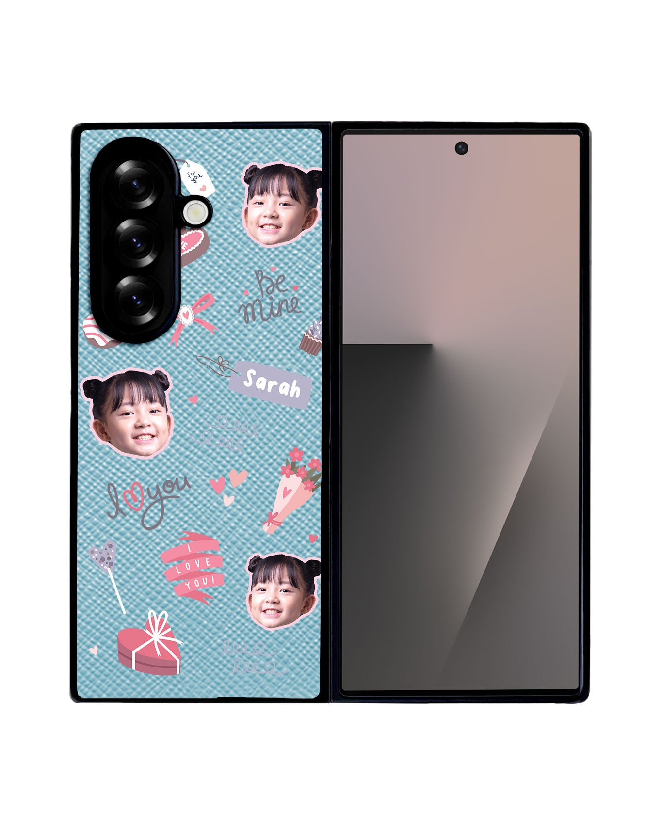 Android Flip / Fold Leather Grip - Face Grid Lovely