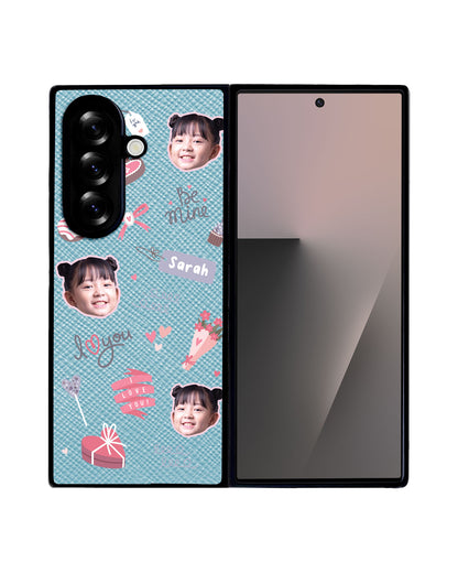 Android Flip / Fold Leather Grip - Face Grid Lovely