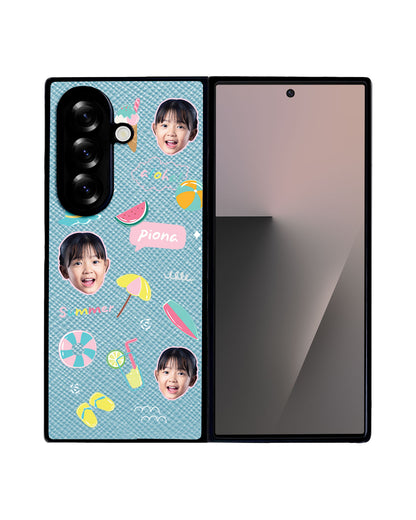 Android Flip / Fold Leather Grip - Face Grid Summer