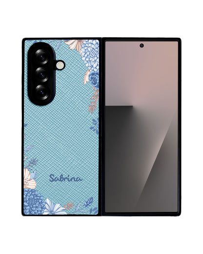 Android Flip / Fold Leather Grip - Blue Florals