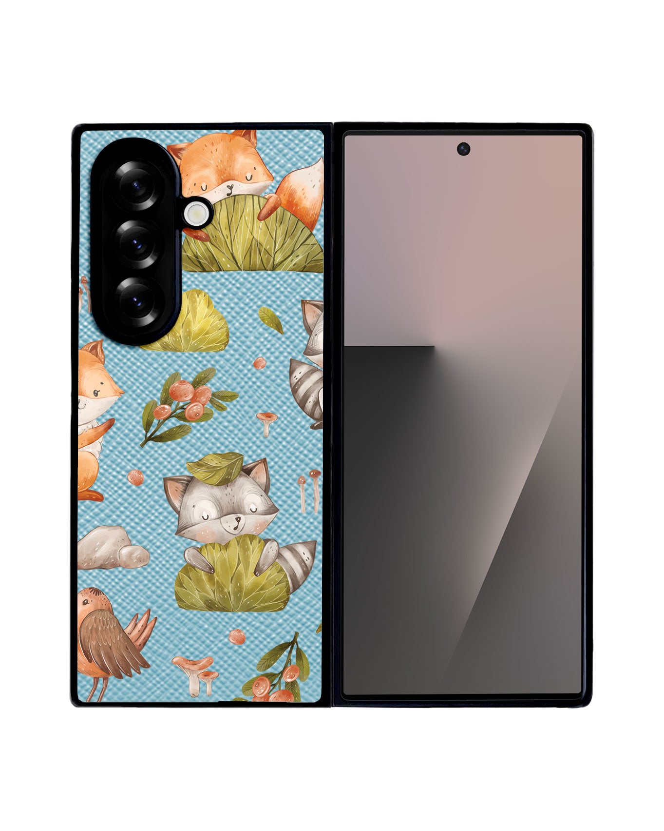 Android Flip / Fold Leather Grip - Racoon and Friends