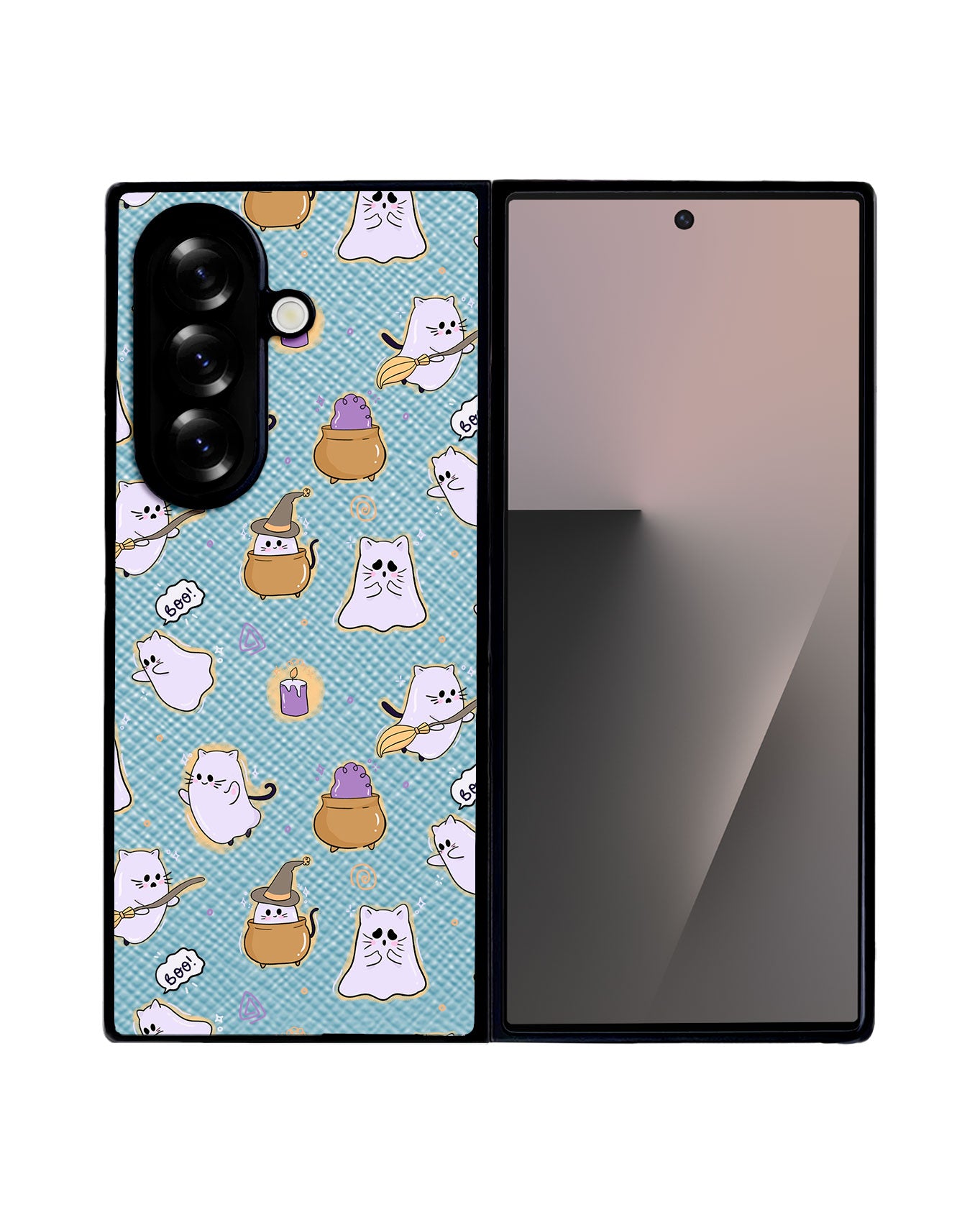 Android Flip / Fold Leather Grip - Spooky Cat