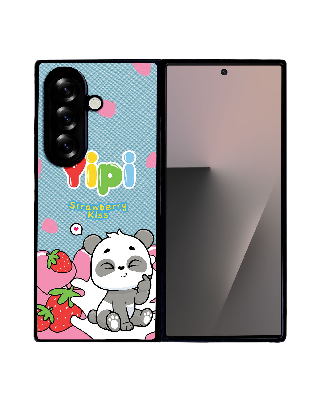 Android Flip / Fold Leather Grip - Yipi Strawberry Kiss