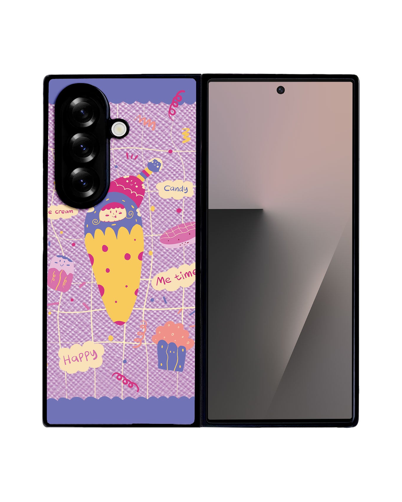 Android Flip / Fold Leather Grip - Candy Doodle