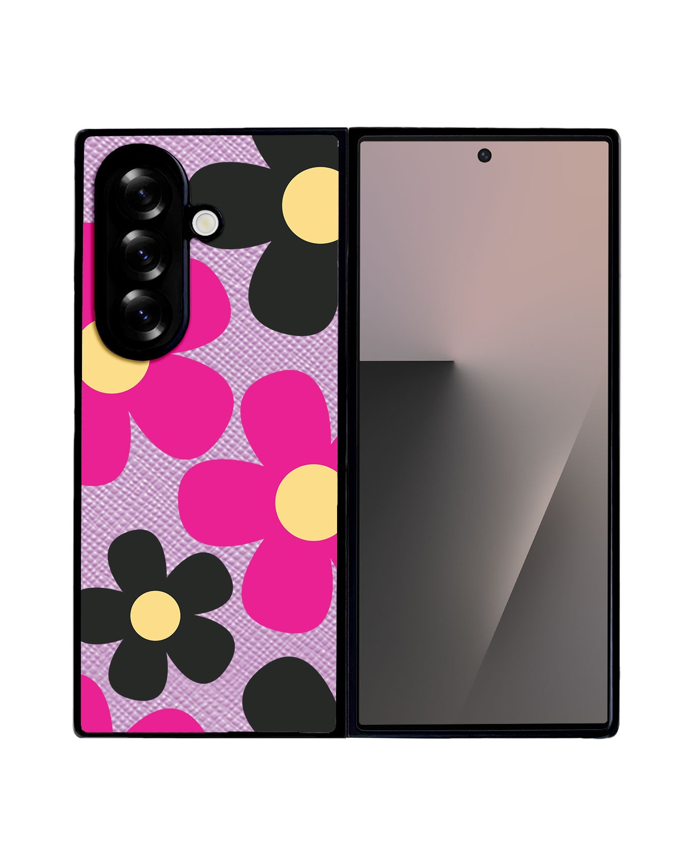 Android Flip / Fold Leather Grip - Daisy Hot Pink