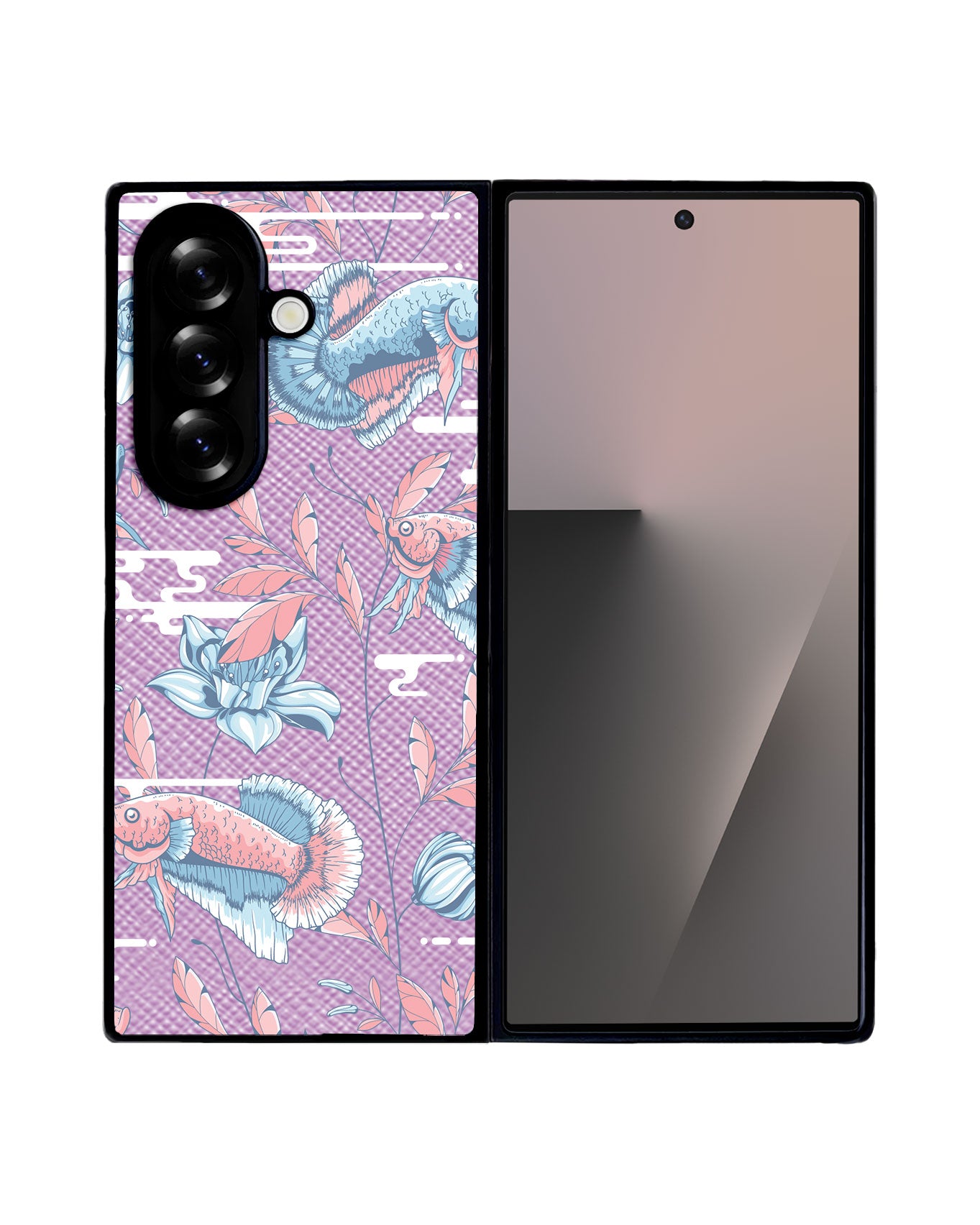 Android Flip / Fold Leather Grip - Fish & Floral 3.0