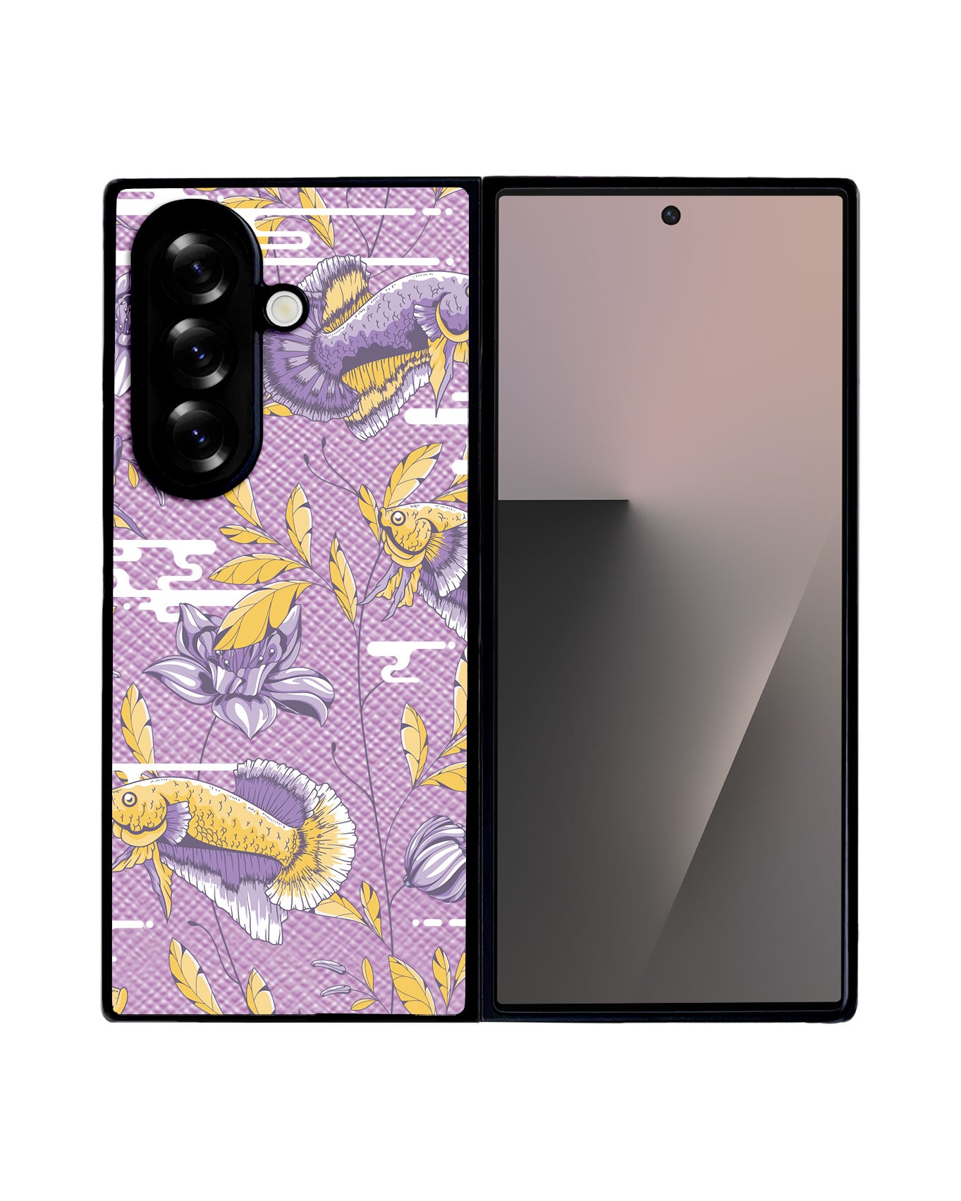 Android Flip / Fold Leather Grip - Fish & Floral 5.0