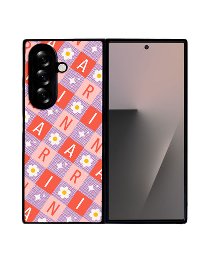 Android Flip / Fold Leather Grip - Flower Grid Monogram 2.0