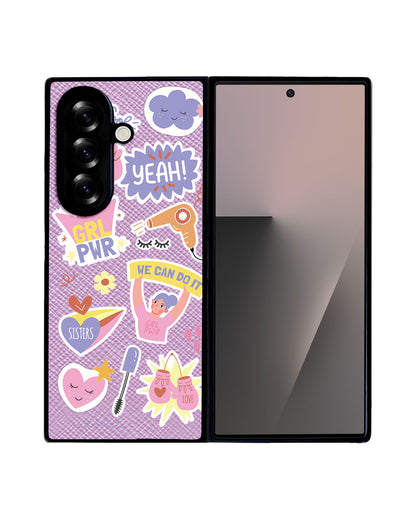 Android Flip / Fold Leather Grip - Girl Power Sticker Pack