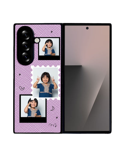 Android Flip / Fold Leather Grip - Face Grid Black Polaroid