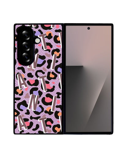 Android Flip / Fold Leather Grip - CUSTOM MONOGRAM 3.0 Leopard Monogram 5.0