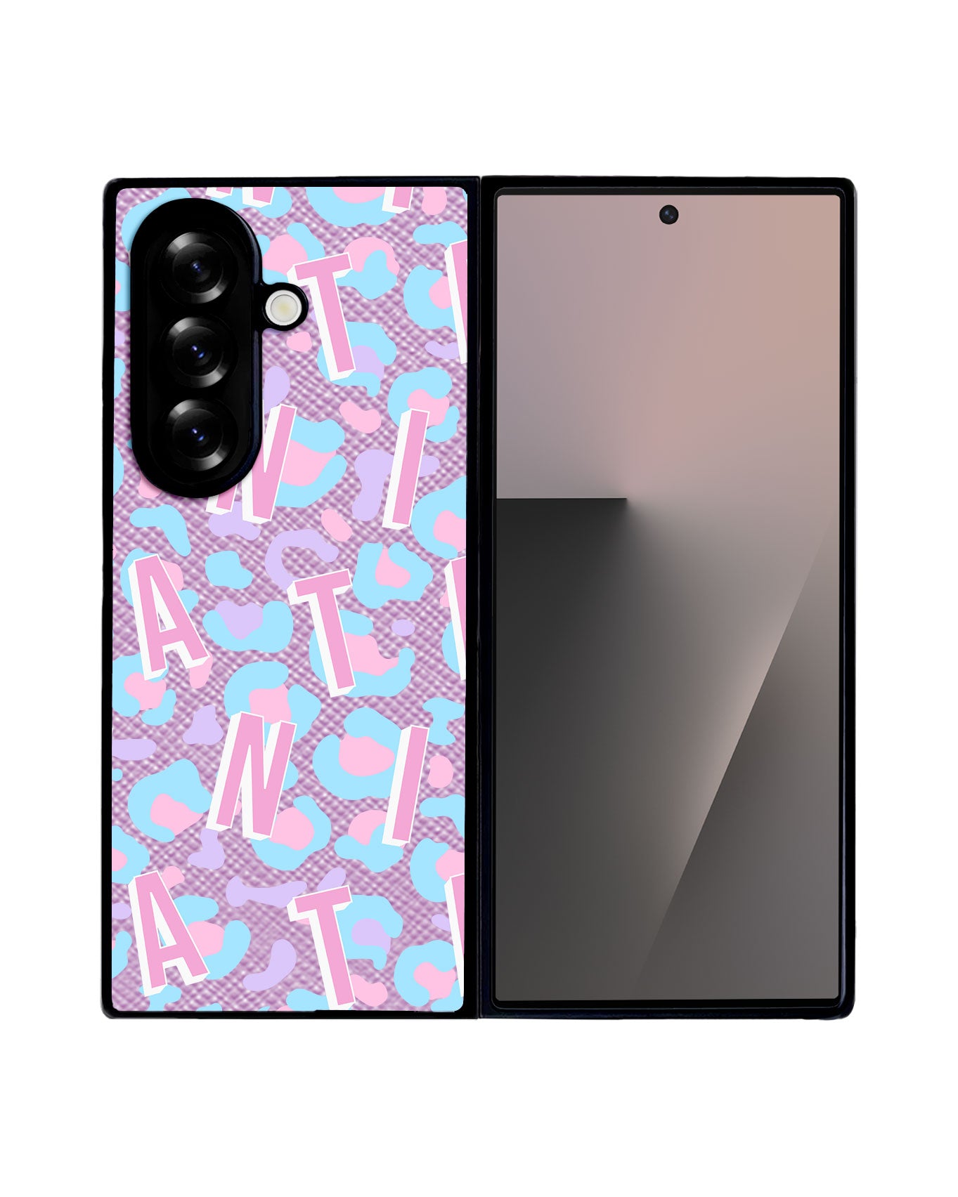 Android Flip / Fold Leather Grip - CUSTOM MONOGRAM 3.0 Leopard Monogram 6.0