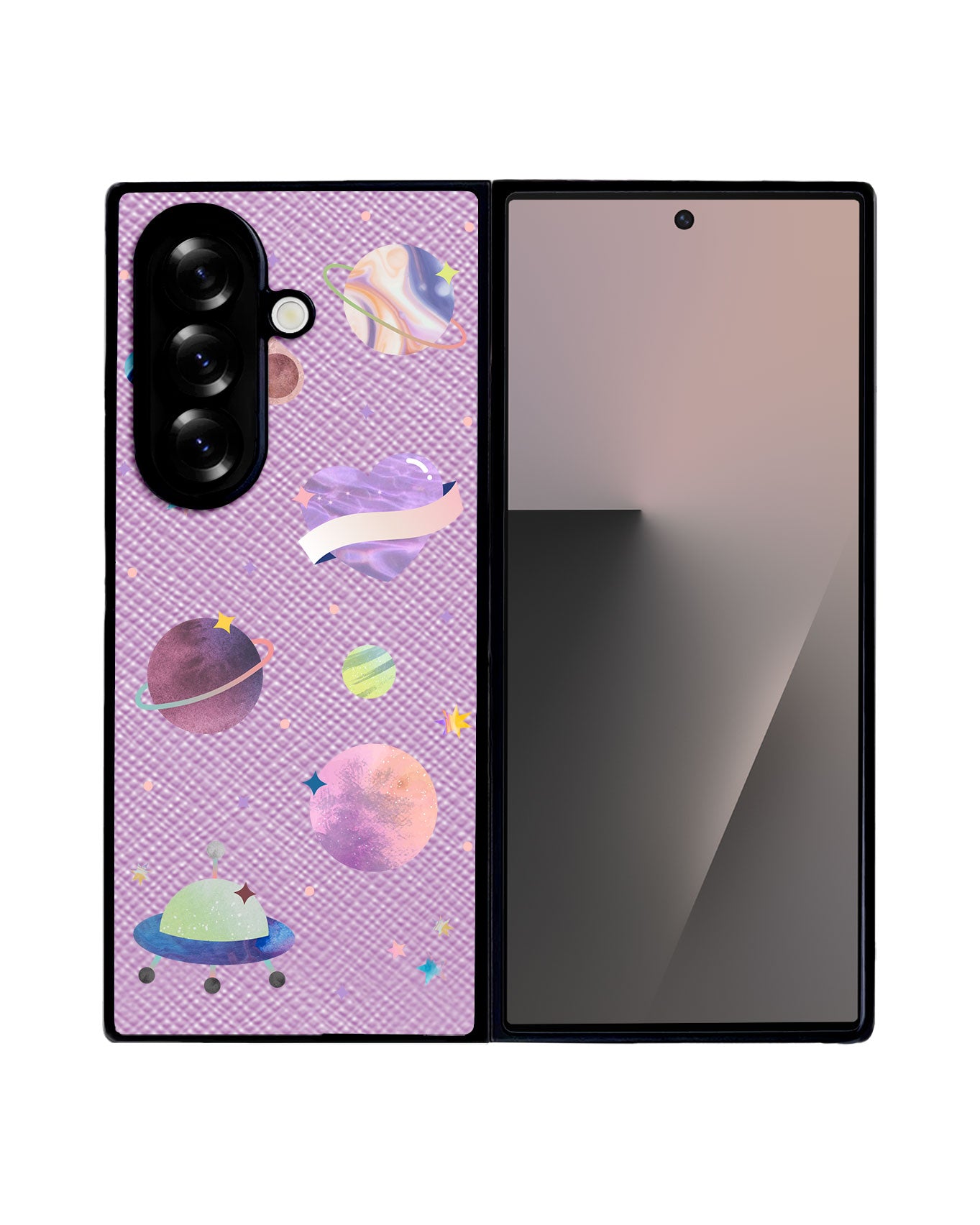 Android Flip / Fold Leather Grip - Pink Planet
