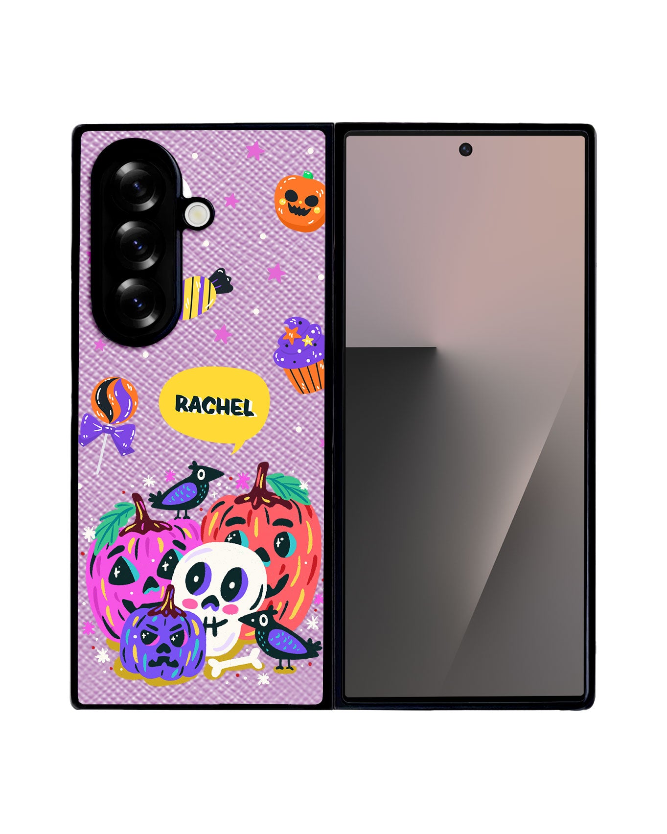 Android Flip / Fold Leather Grip - Pumpkins Monster